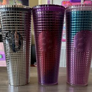 Set of 3 Starbucks Silver, Purple, and Pink Ombré Venti Tumblers
